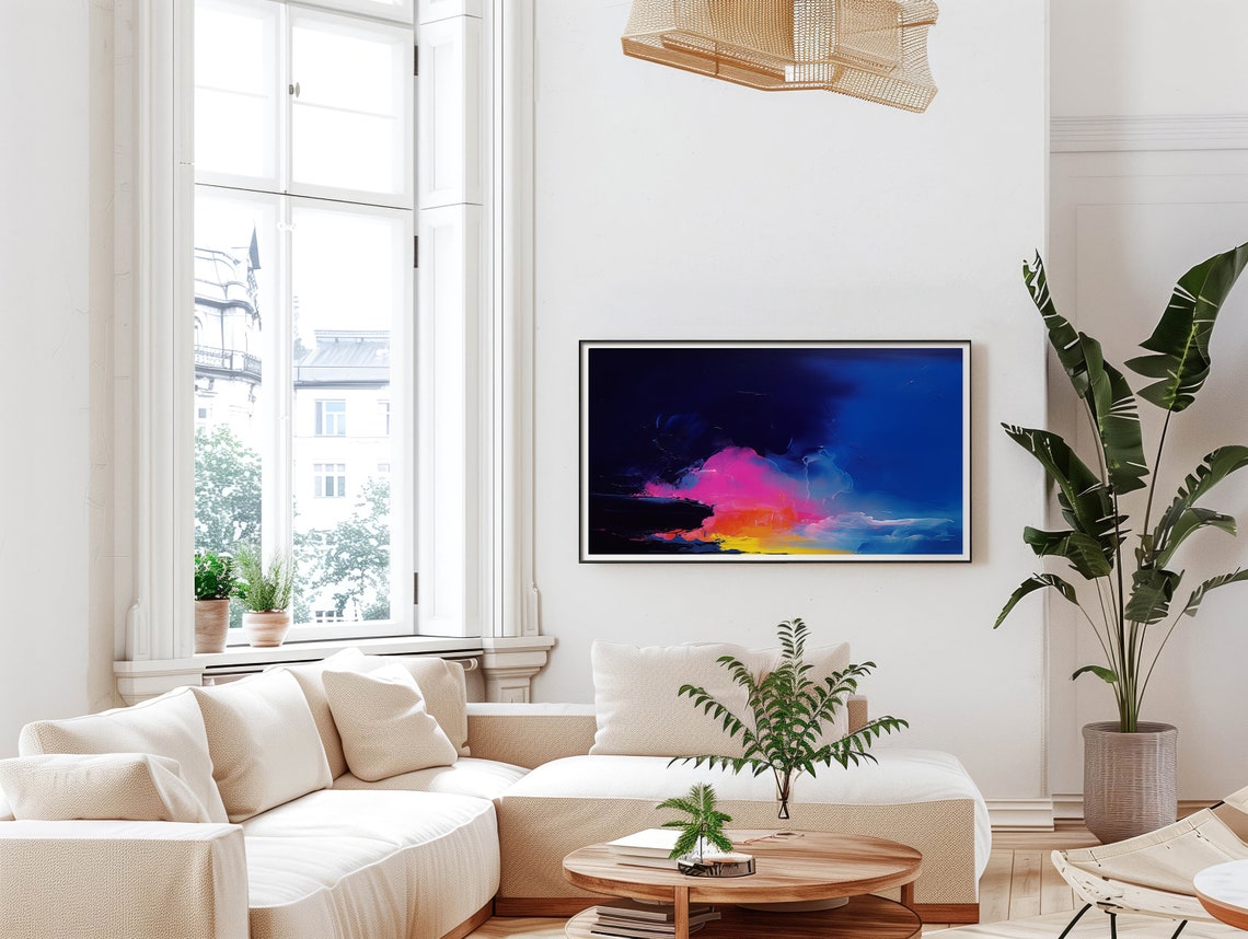 Abstract Frame Tv Art Art For Frame Tv Summer Abstract Oil Painting Vibrant Blue Cloud Art 267 - Image 5