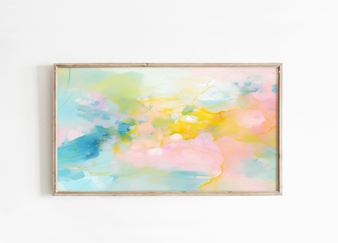 Pink Yellow Watercolor Abstract Painting With Gold Veins Art Poster