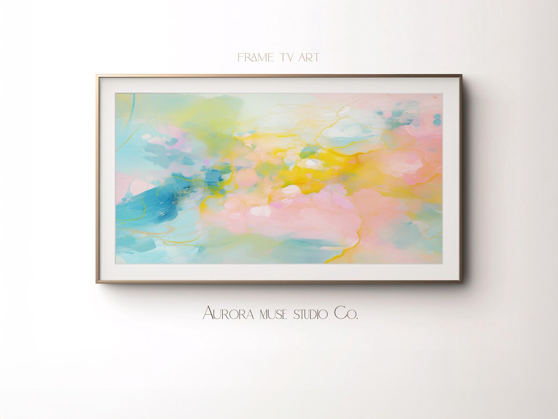 Pink Yellow Watercolor Abstract Painting With Gold Veins Art Poster - Image 2