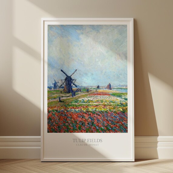 Tulip Fields Windmill Claude Monet Impressionist Vintage Oil Painting Poster