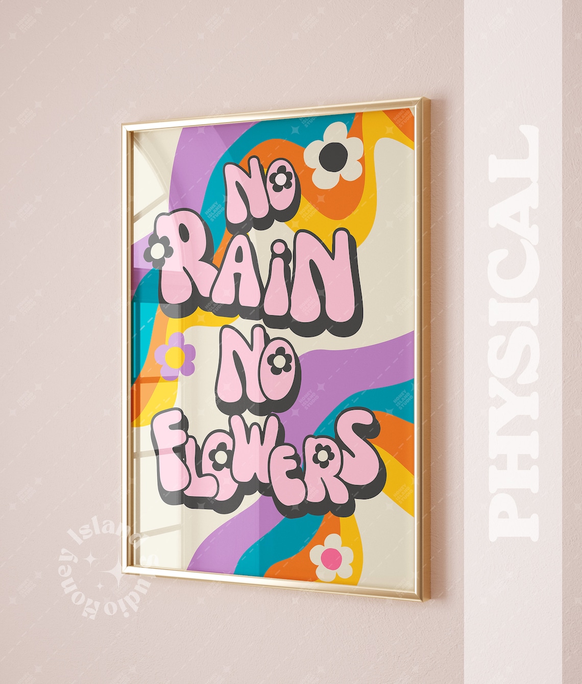 No Rain Flowers Retro Psychedelic Art Print