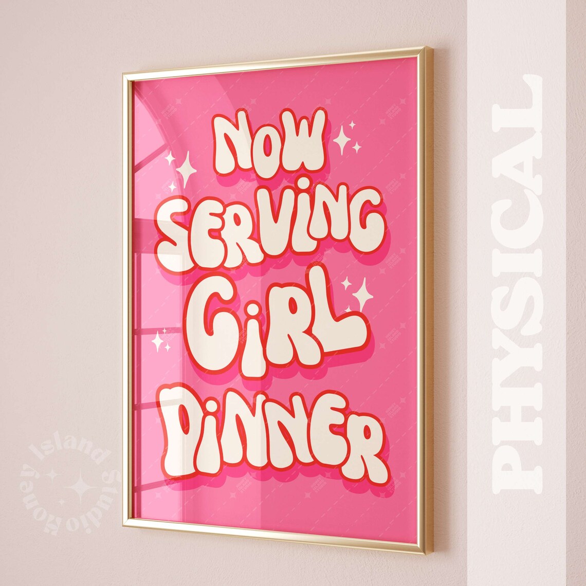 Now Serving Girl Dinner Preppy Kitchen Art Print