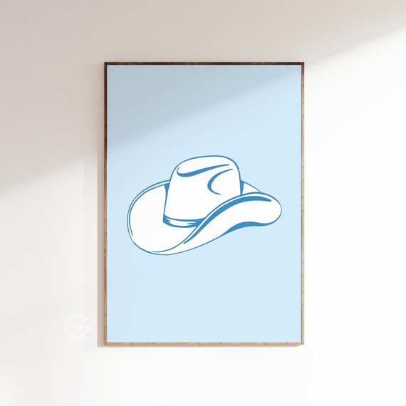 Blue Cowgirl Hat and Boots Western Art Print