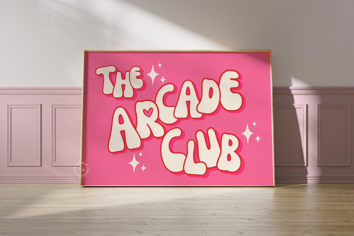 Arcade Club Retro Art Print, Game Room Decor