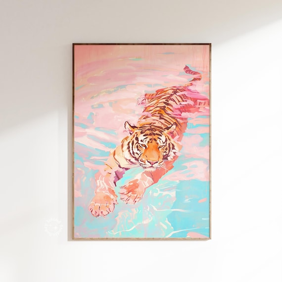 Tiger Print, Preppy Dorm Decor Retro Poster