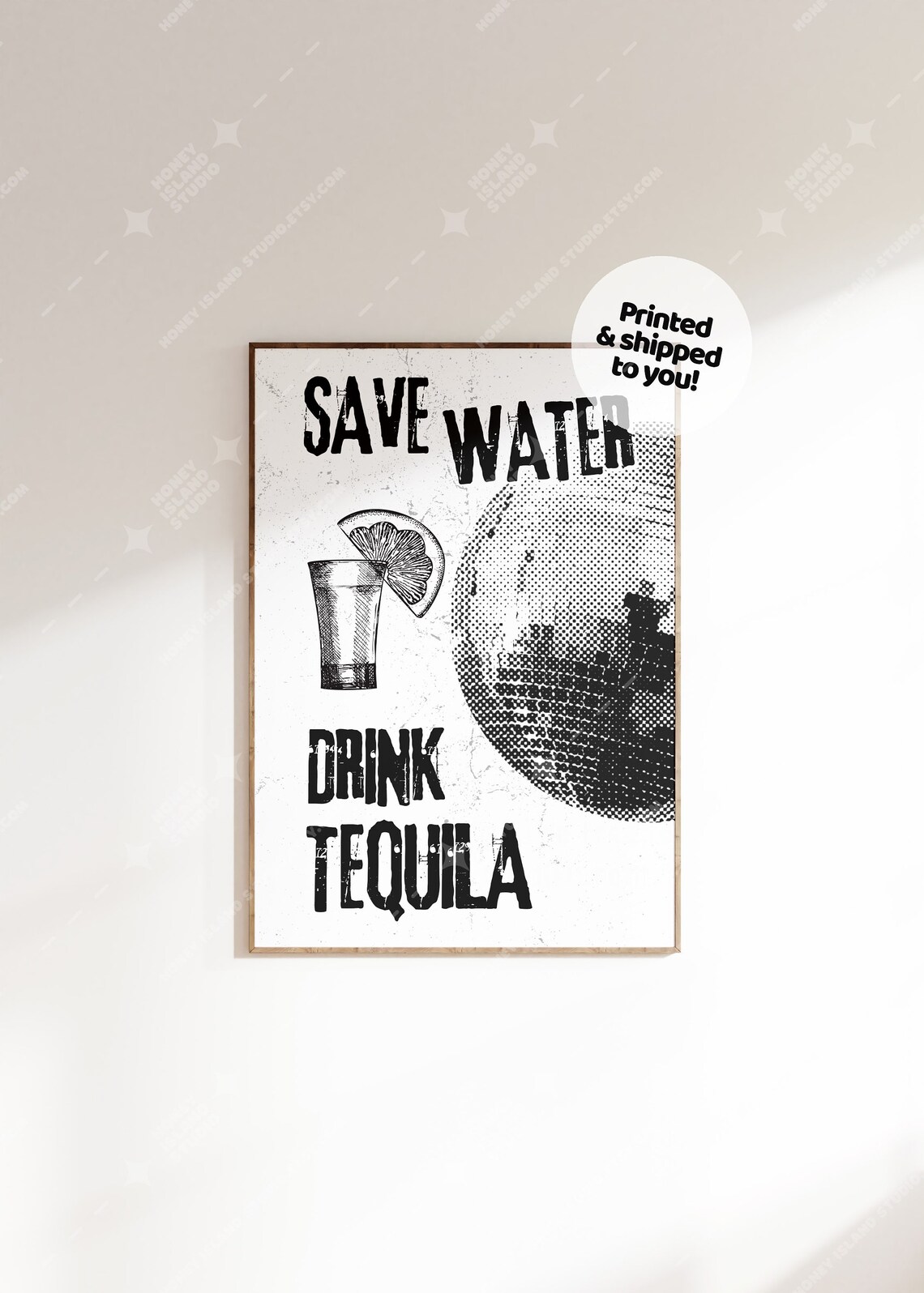 Save Water Drink Tequila Vintage Retro Poster Print