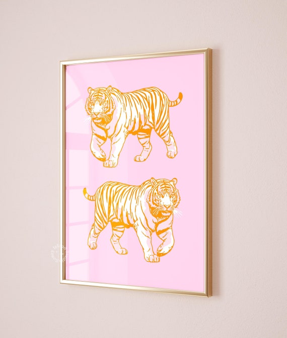 Tiger Print Retro Pink Maximalist Art Print
