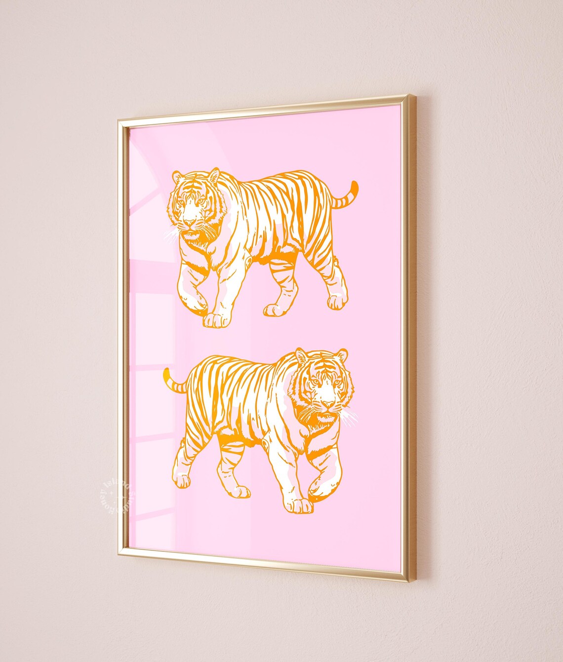 Tiger Print Retro Pink Maximalist Art Print