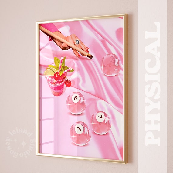 Billiards Print, Retro Drinks Poster for Game Rooms