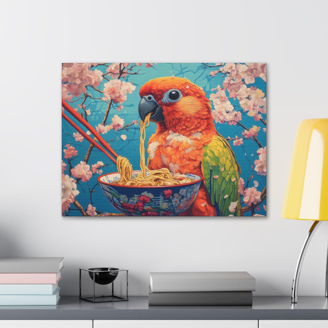 Maximalist Eclectic Ramen Parrot Print Bold Altered Animal Portrait Fantasy Fun Colorful Renaissance Rustic Art - Image 2