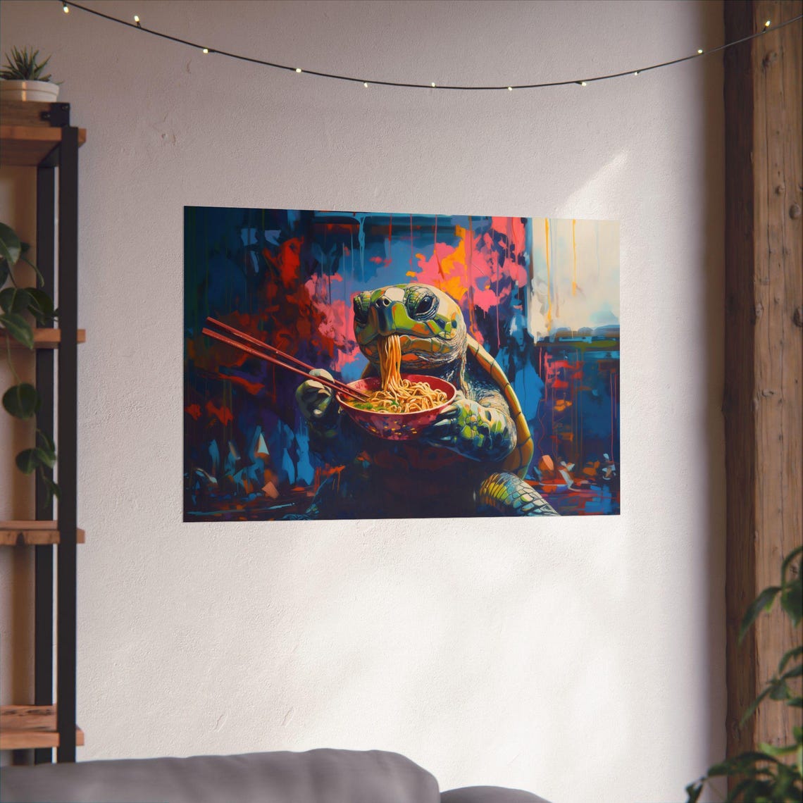 Maximalist Eclectic Ramen Hipster Turtle Poster Print Bold Altered Animal Portrait Fantasy Fun Colorful Renaissance Rustic Art - Image 3