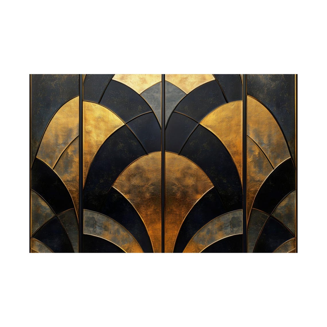 Art Deco Gold Scallop Shell Black Square 1920s Glam Statement Print - Image 3