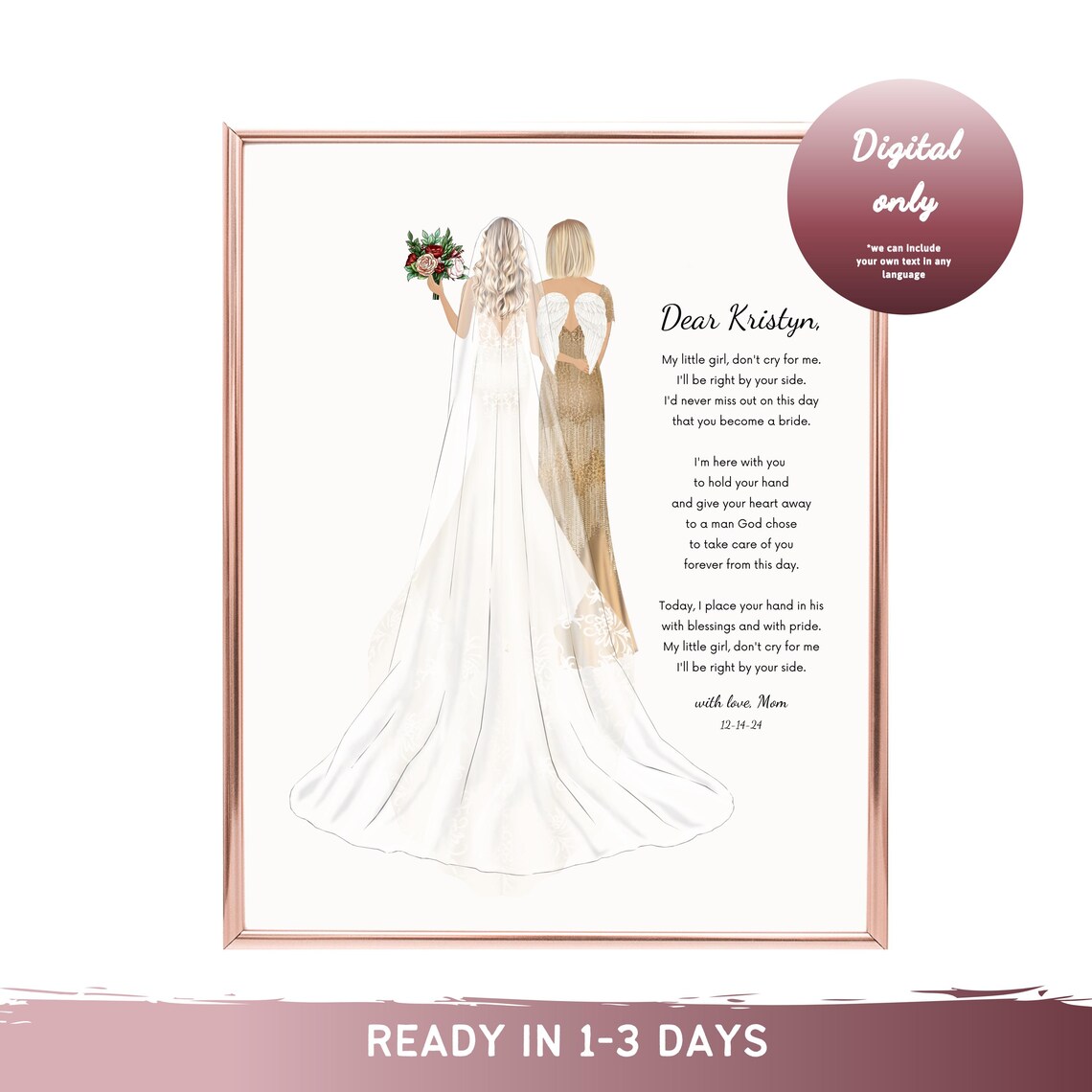 Mother Of The Bride Memorial Letter From Heaven Poster