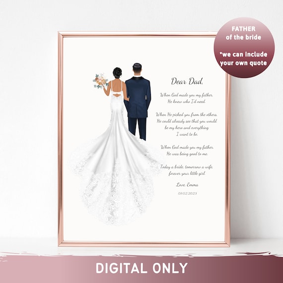 Father of the Bride Dear Dad Custom Wedding Poem Gift Poster