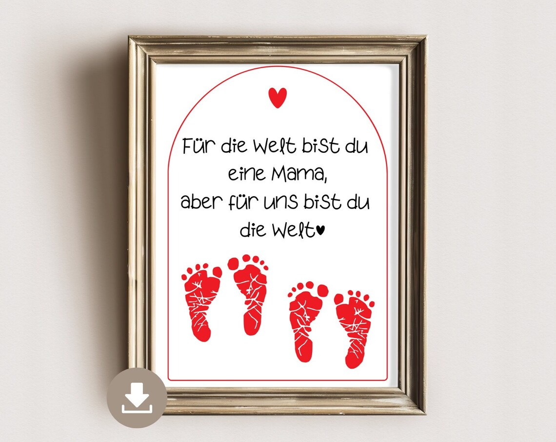 You Are Our World Mom Quote Footprint Family Keepsake Art Poster