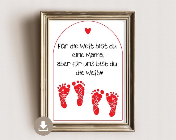 Handprint For Us You Are The World Footprint Siblings Twins Gift From Children Mothers Day