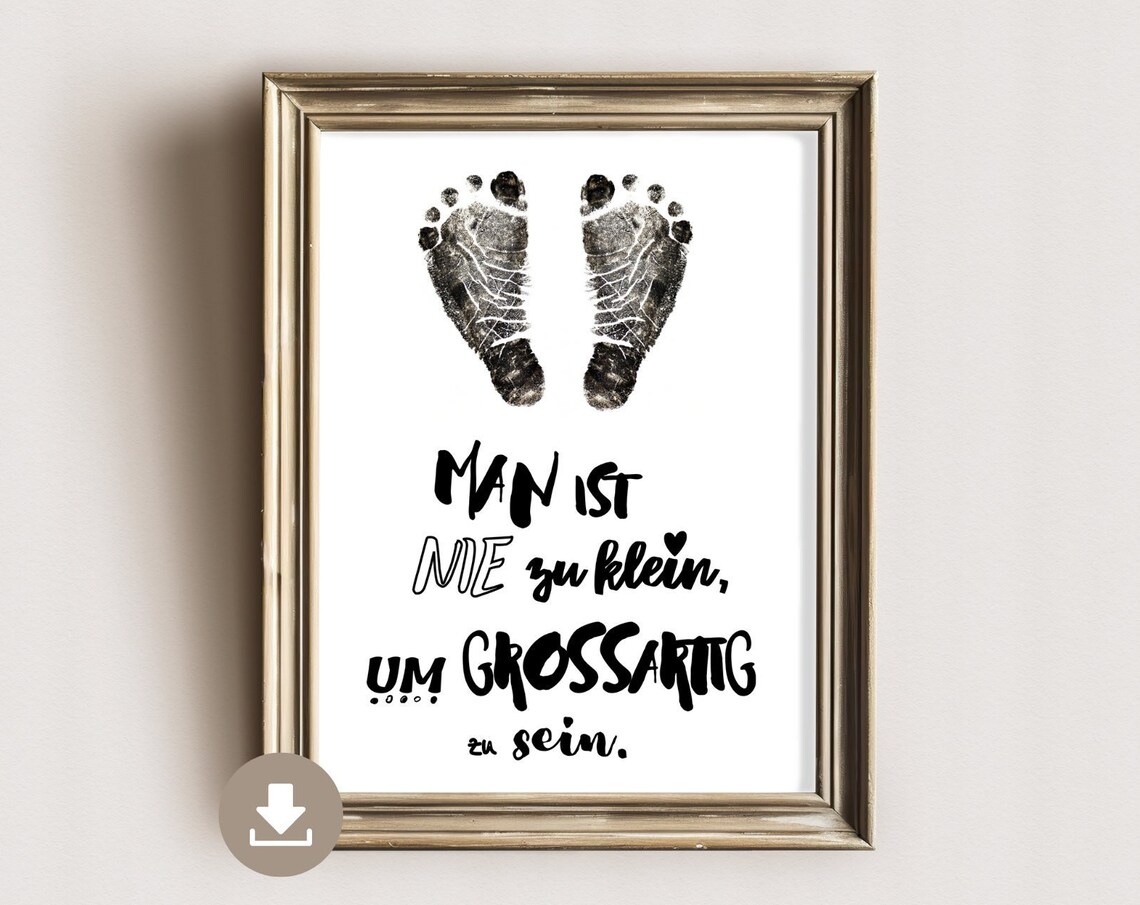 Never Too Small To Be Great Footprint Baby Nursery Quote Art Poster