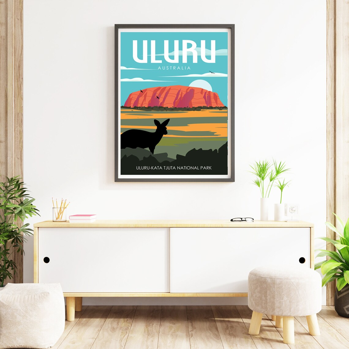 Uluru Retro Travel Poster, Australia Wall Art - Image 3
