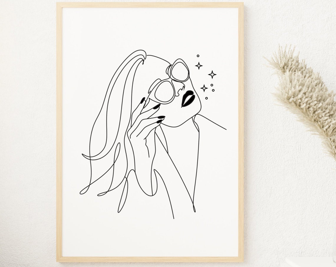 Woman With Glasses Print Woman Line Art Print Modern Fashion Prints Abstract Face Line Art Female Line Art Poster Minimalist Wall Art