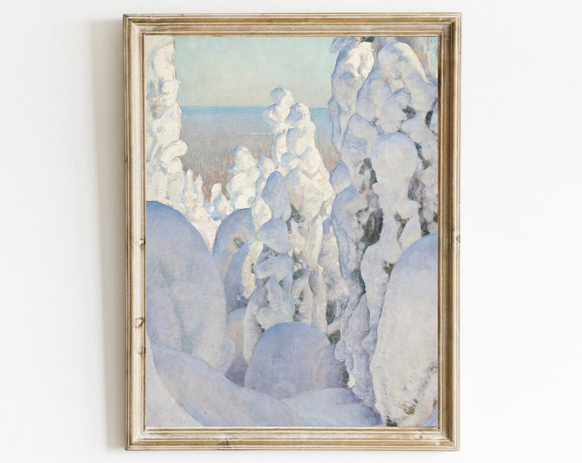 Vintage Snowy Trees Winter Landscape Art Print