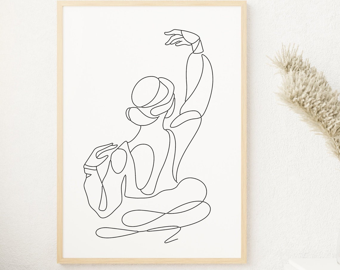 Ballerina Dancer Single Line Drawing Minimalist Modern Abstract Poster