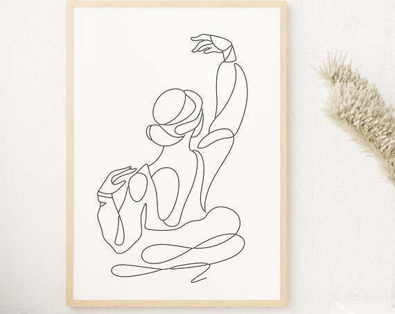 Ballerina Line Art Woman Line Drawing Woman Dancing Line Art Dancer Sketch Female Line Art Abstract Wall Art Poster Minimalist Decor