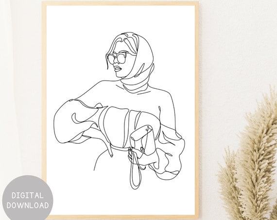 Woman Fashion Line Art Print One Line Drawing Minimalist Line Art Female Art Poster Art