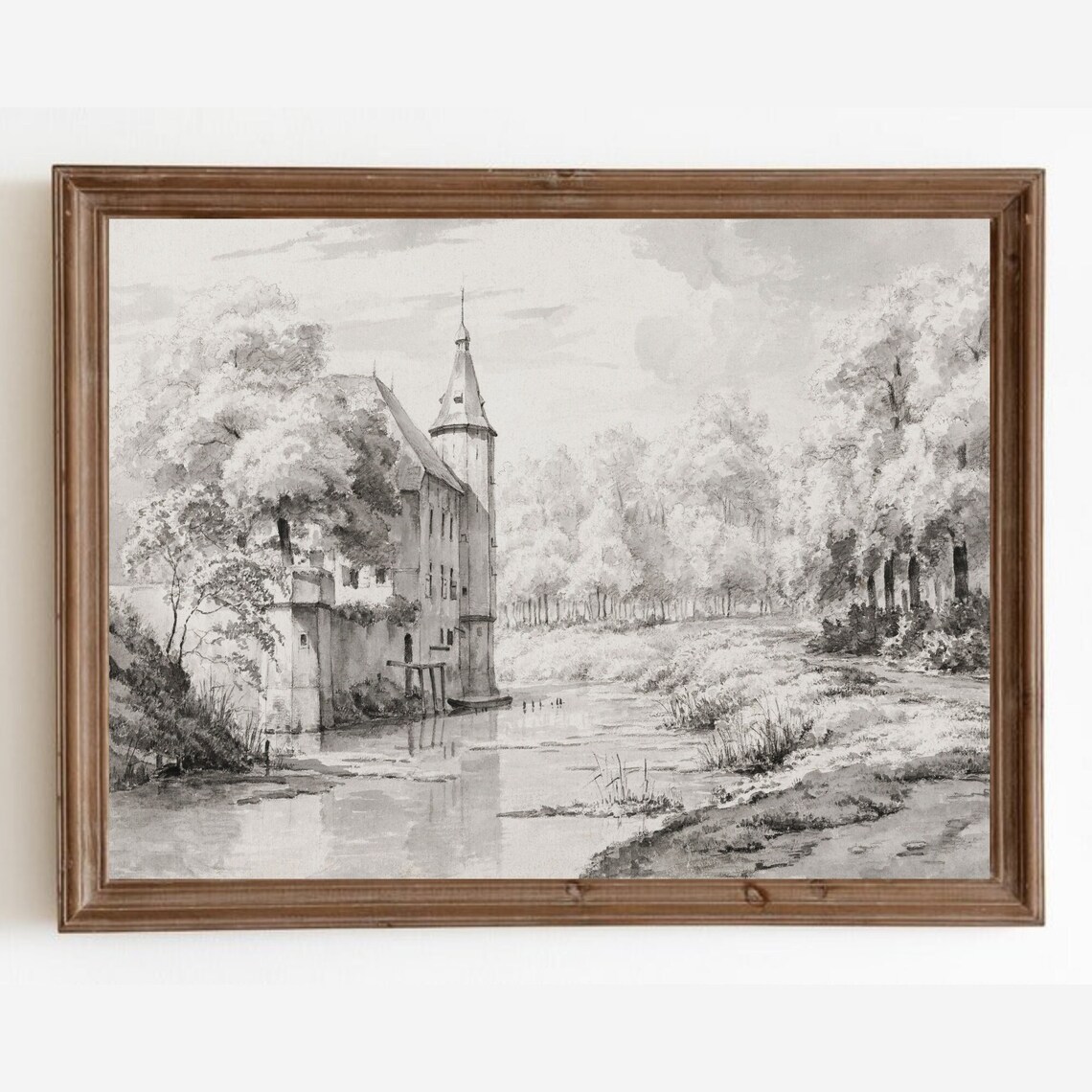 Castle Drawing Vintage Architecture Sketch Art Print