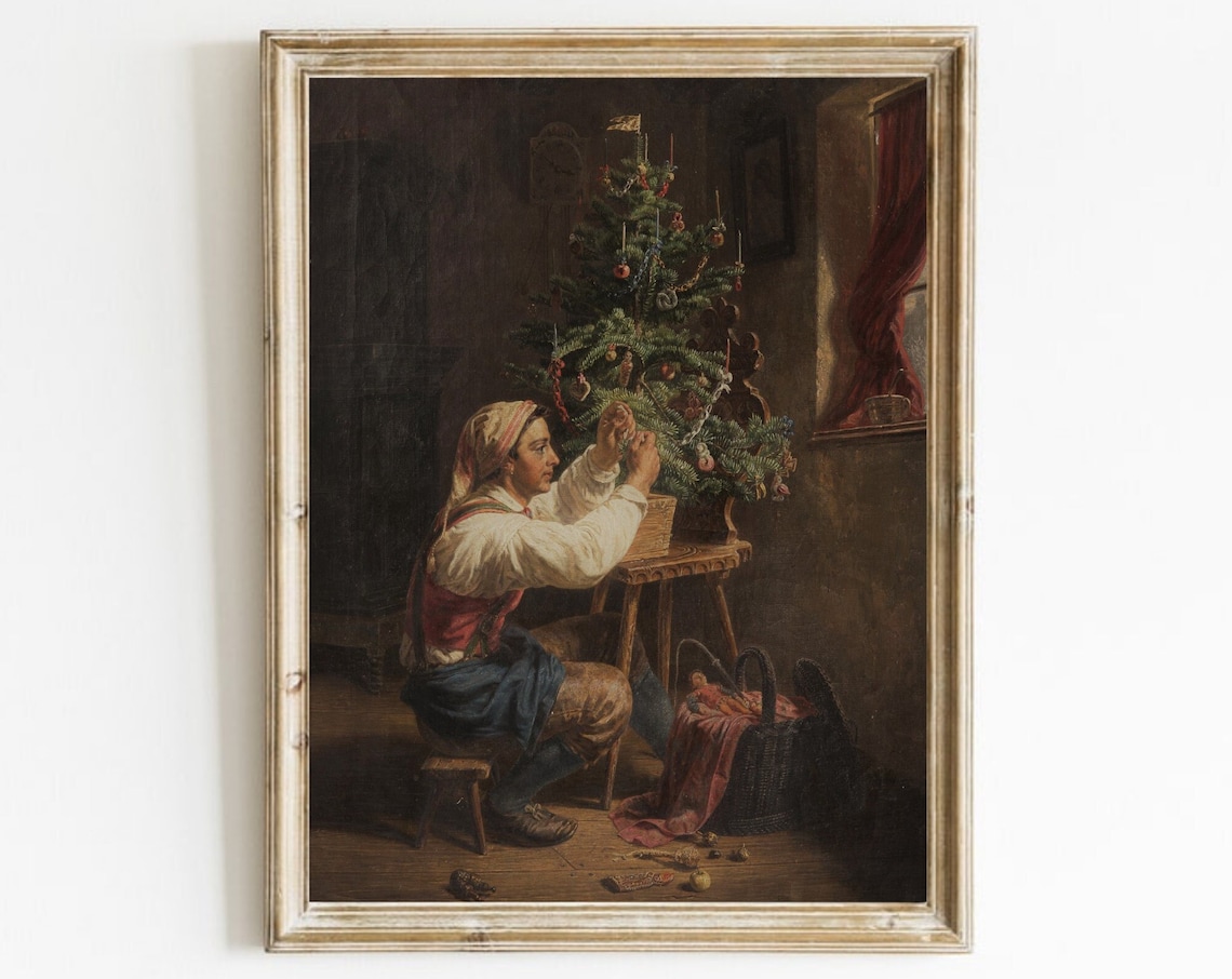 Christmas Tree Vintage Holiday Wall Art Print