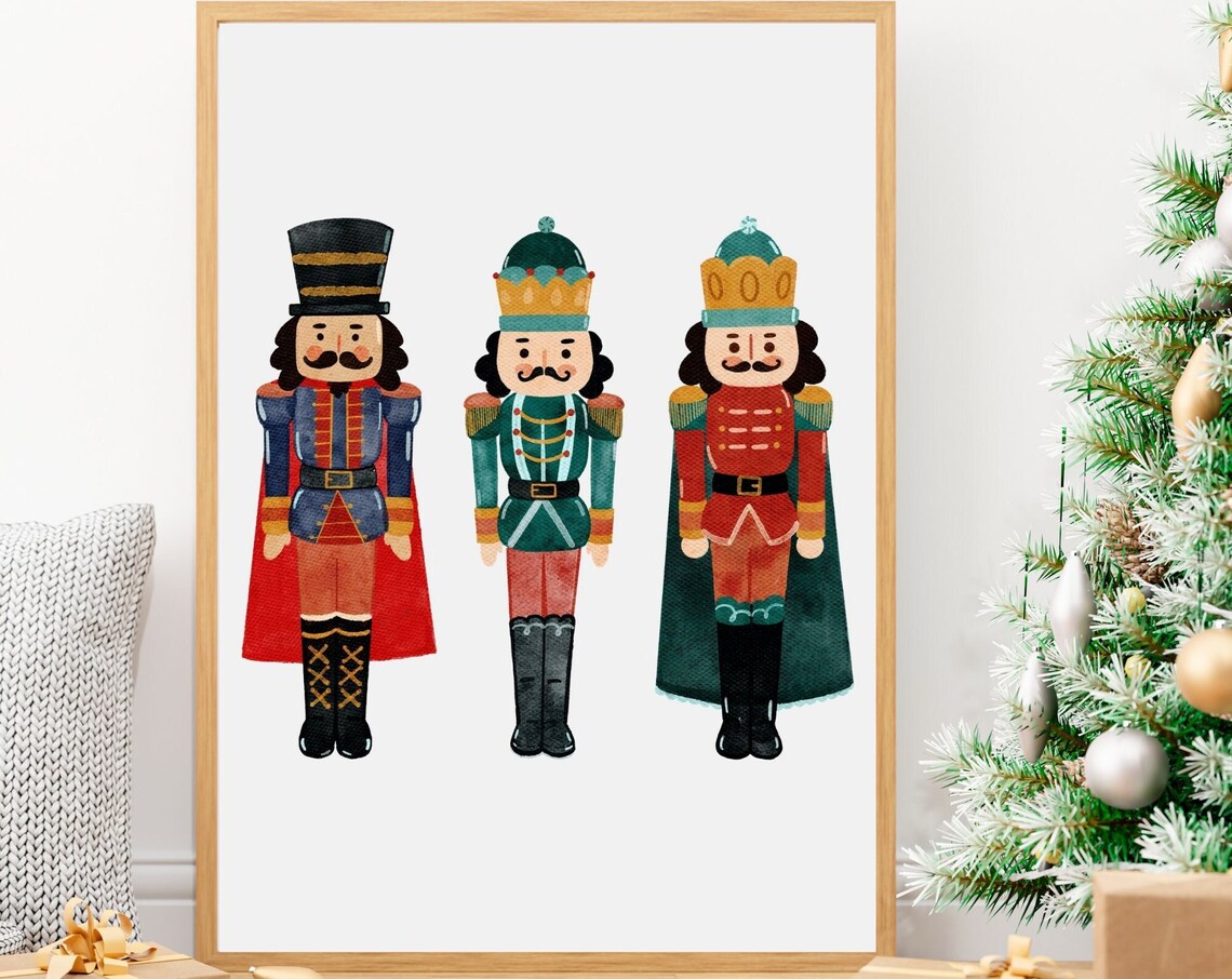 Nutcracker Christmas Wall Art Print, Holiday Decor