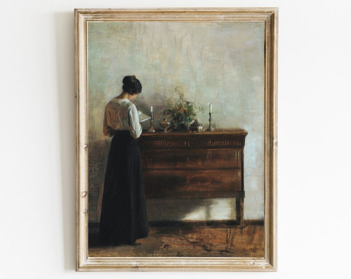 Vintage Woman Reading Portrait Art Print