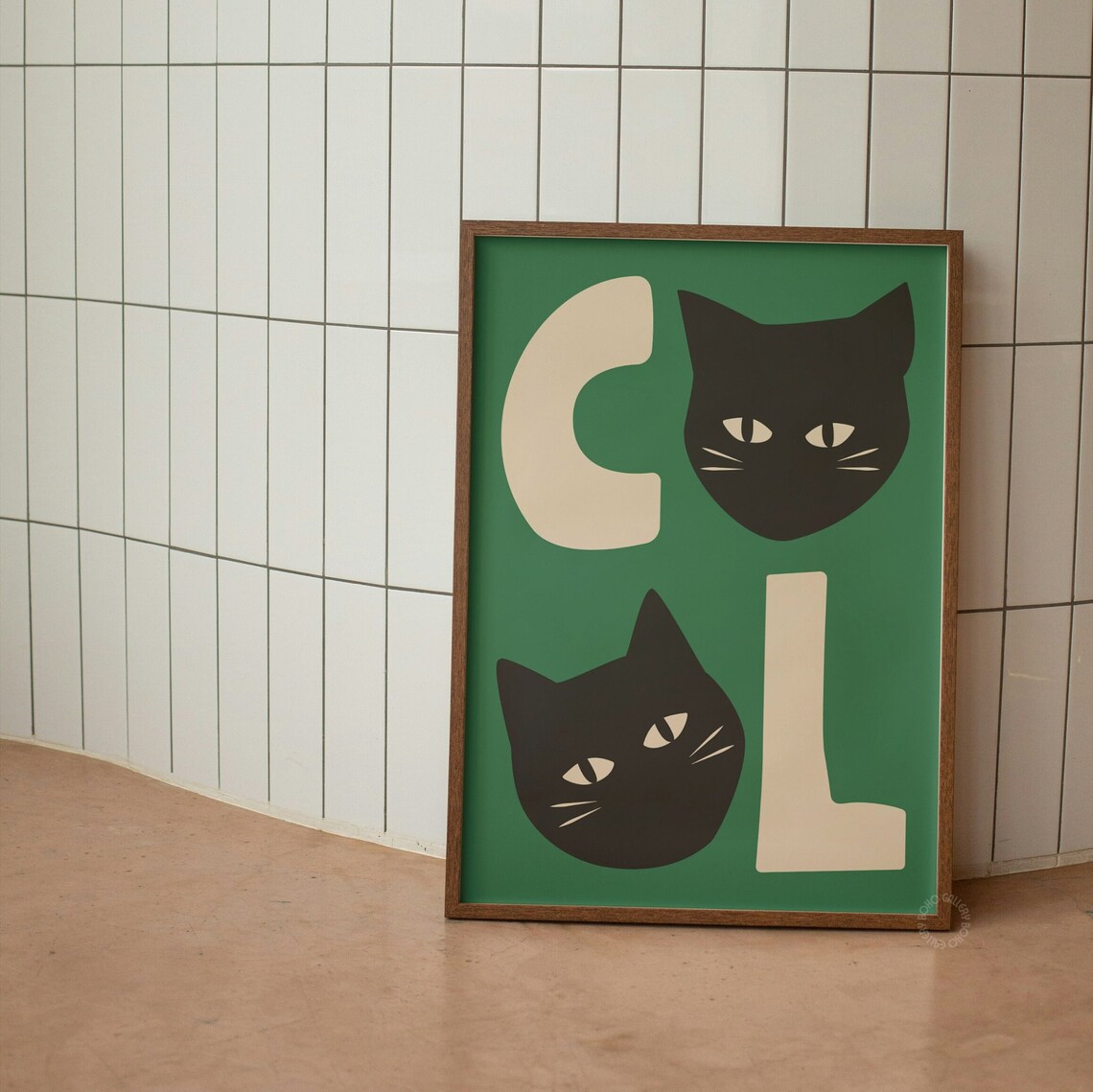 Retro Cool Cat Art Print, Funky Green Cat Wall Art - Image 3