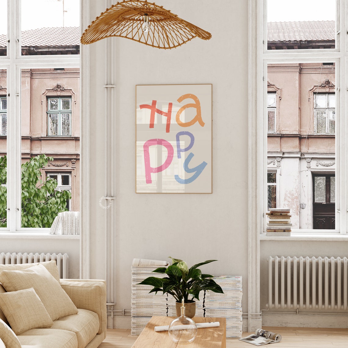 Happy Pastel Hand Lettered Word Art Colorful Nursery Gallery Poster - Image 2