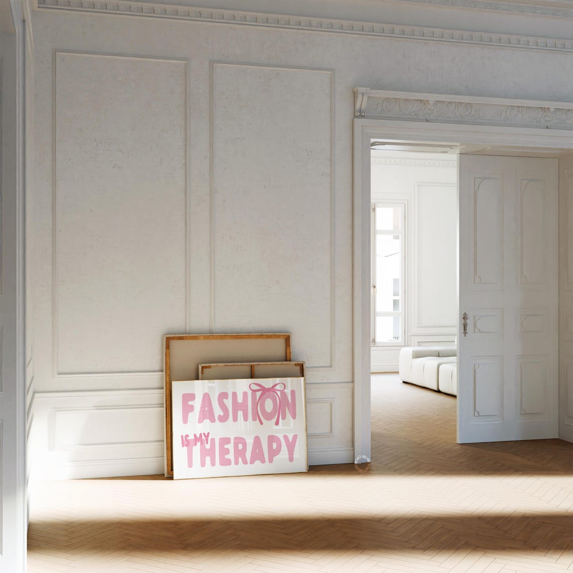 Fashion Is My Therapy Pink Bow Girly Retro Typography Poster - Image 3