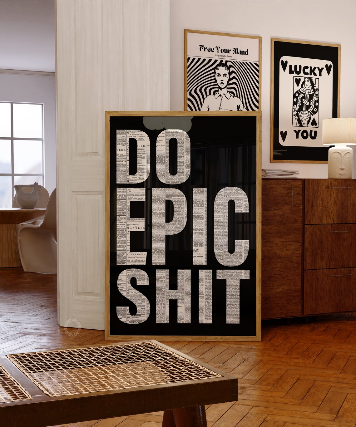 Trendy Newspaper Typography Print, 70s Retro