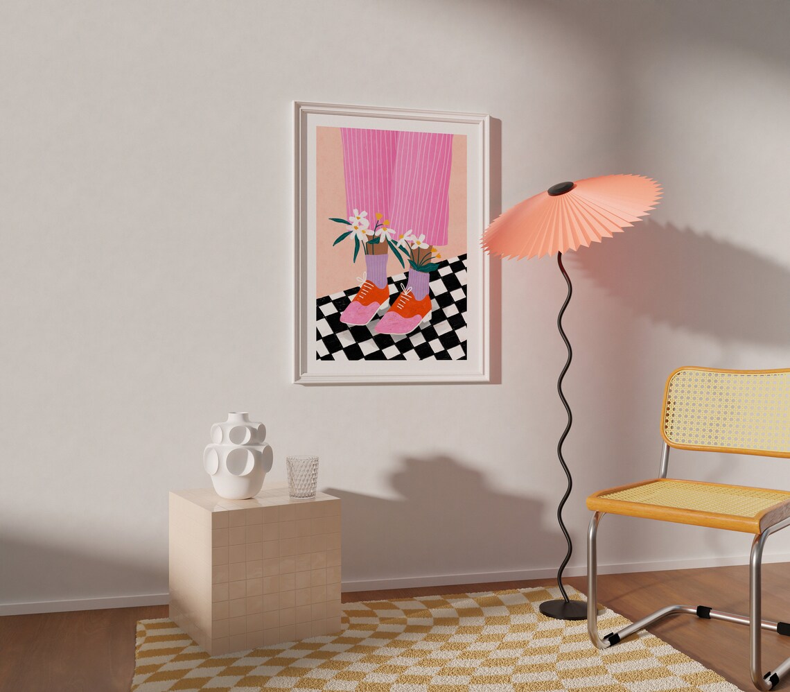 Floral Socks Art Print, Colourful Flower Poster - Image 2