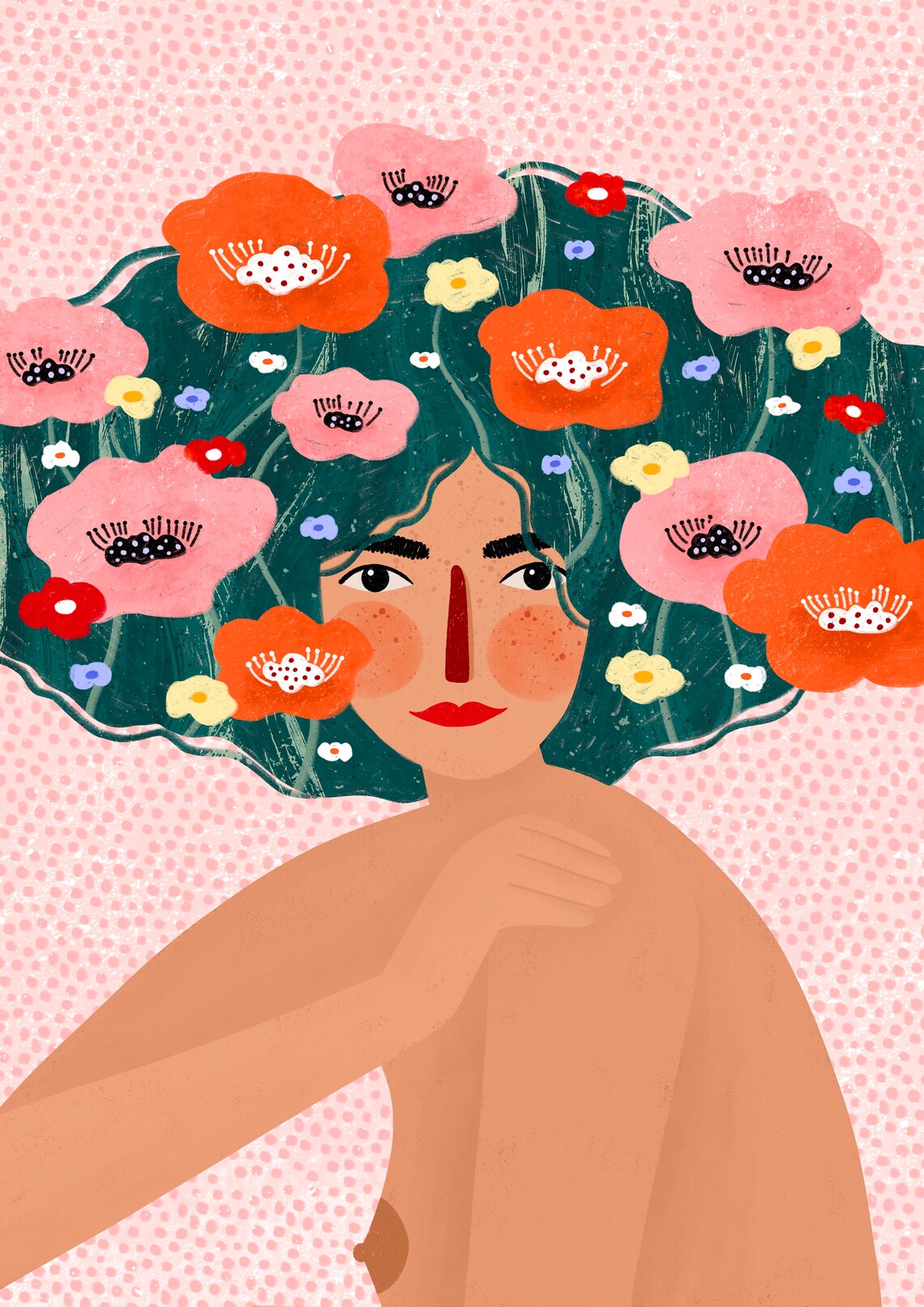 She Wore Wildflowers in Her Hair Floral Art Print - Image 2