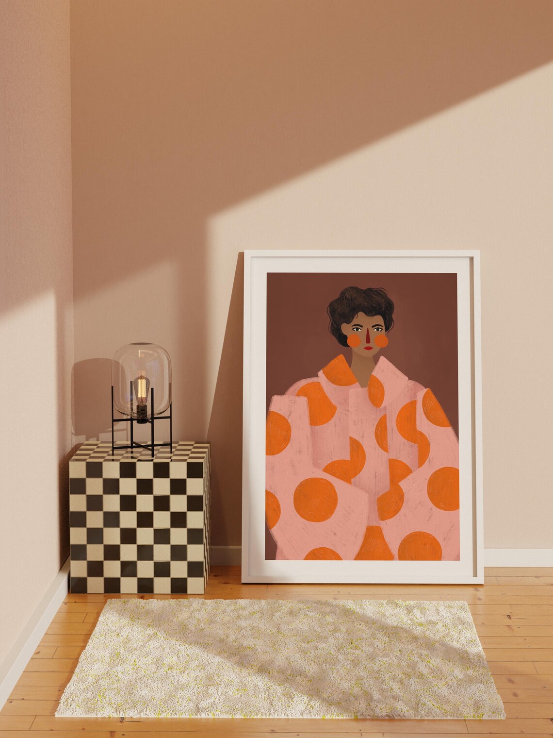 Woman With Orange Dots, Minimal Portrait Art Print - Image 4