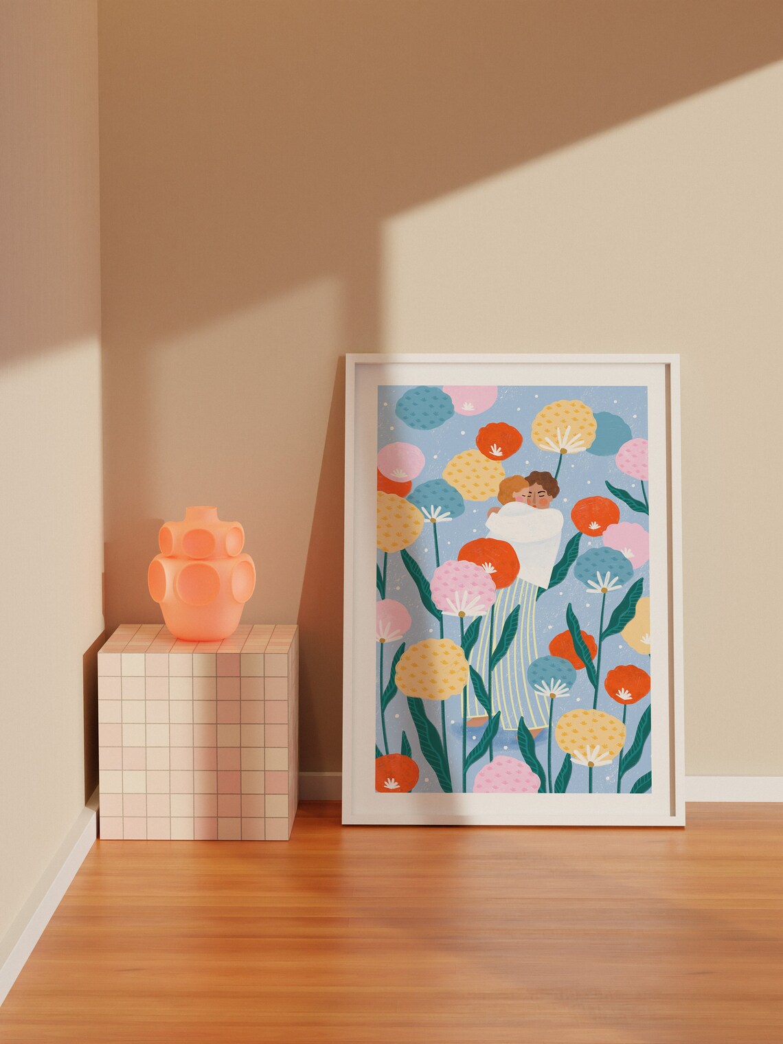 Mum Baby In Floral Garden Art Print, Motherhood - Image 4