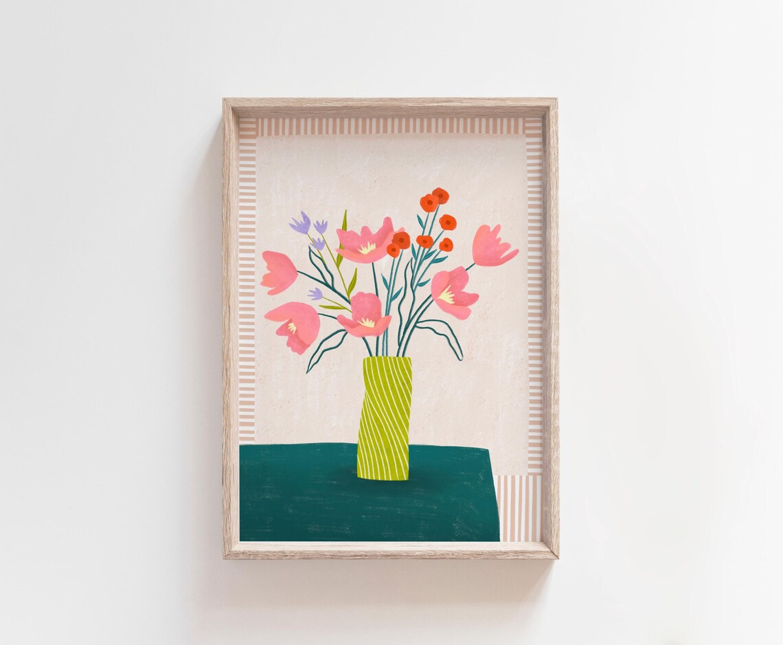 Summer Flowers Bouquet Illustration Art Print