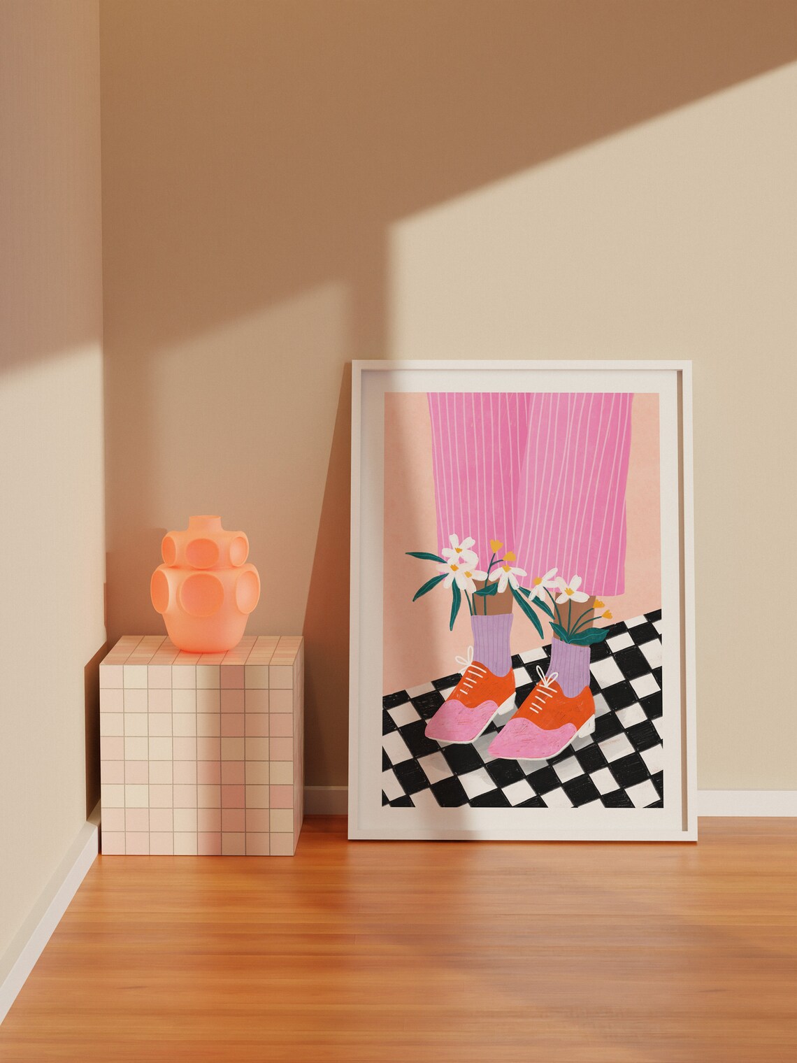 Floral Socks Art Print, Colourful Flower Poster - Image 3