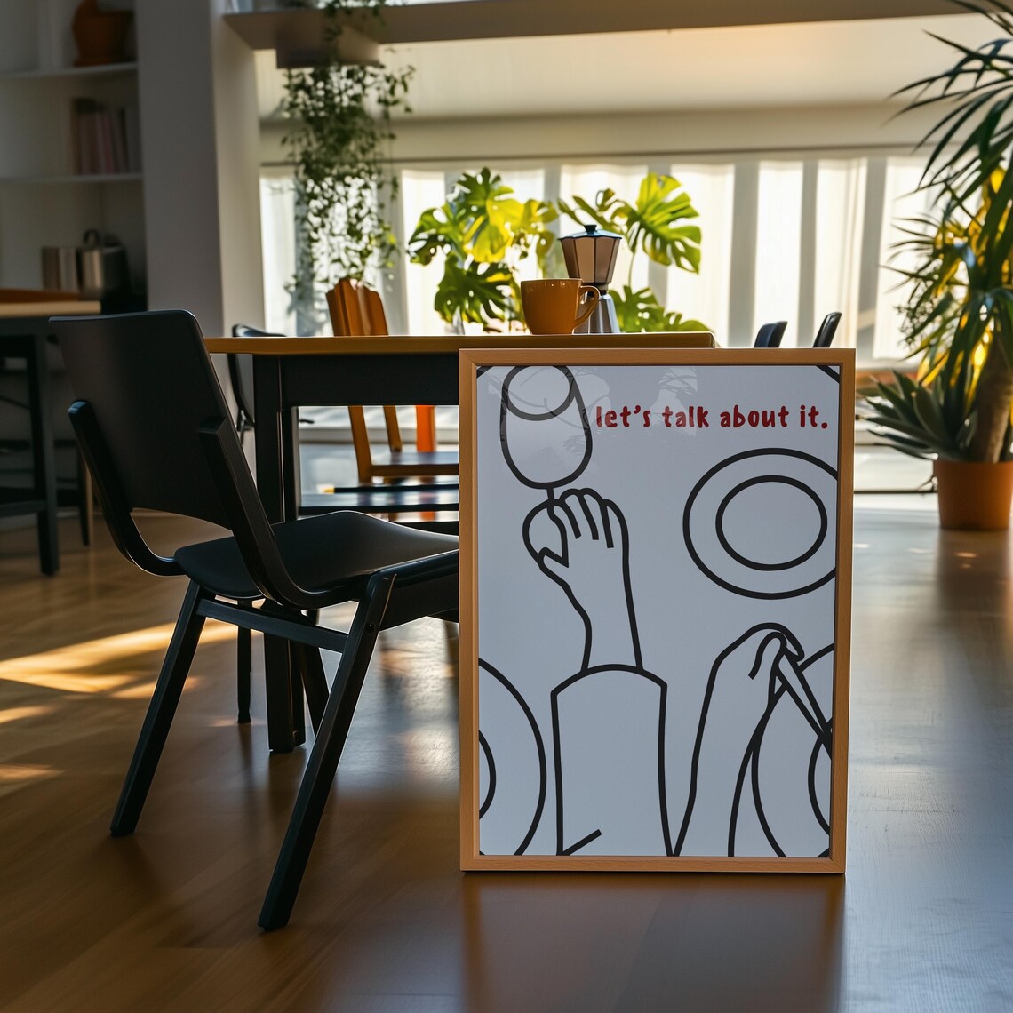 Lets Talk About It - Minimal Dining Line Art Poster - Image 4