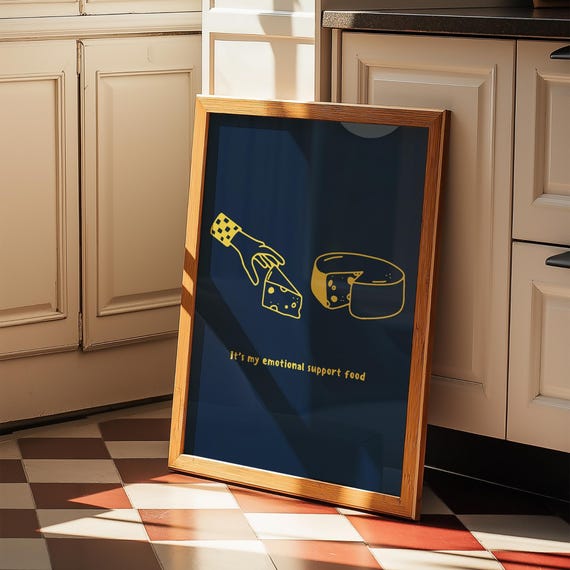 Cheese Print, Retro Food Humor for Kitchen