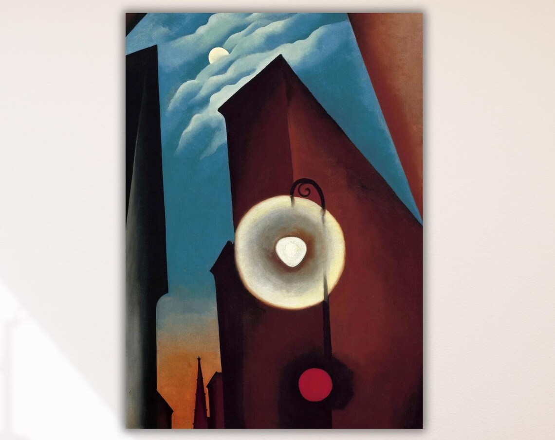 Georgia O'Keeffe New York Street With Moon Vintage City Night Poster
