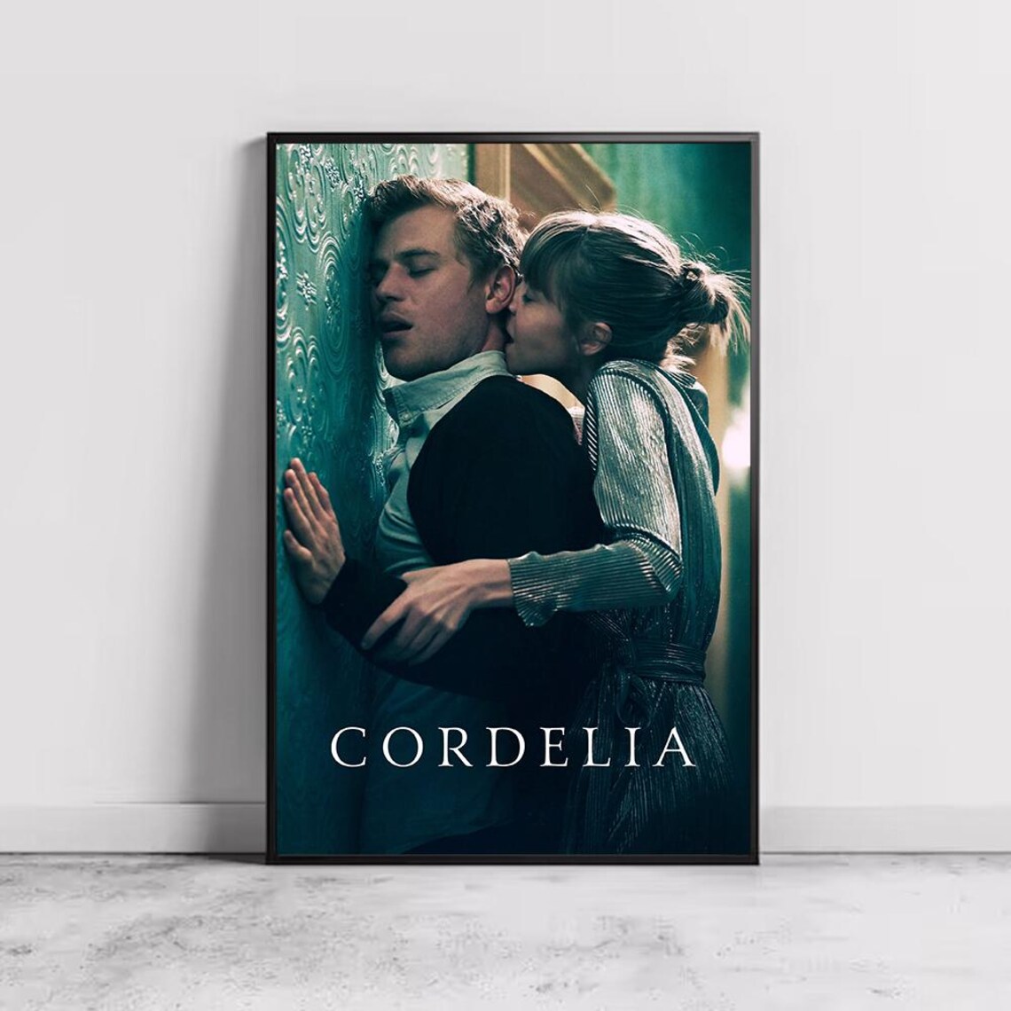 Cordelia Romantic Thriller Film Couple Embrace Teal Wall Poster