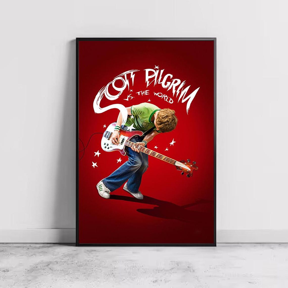 Scott Pilgrim Vs The World Bass Guitar Rock Red Movie Poster