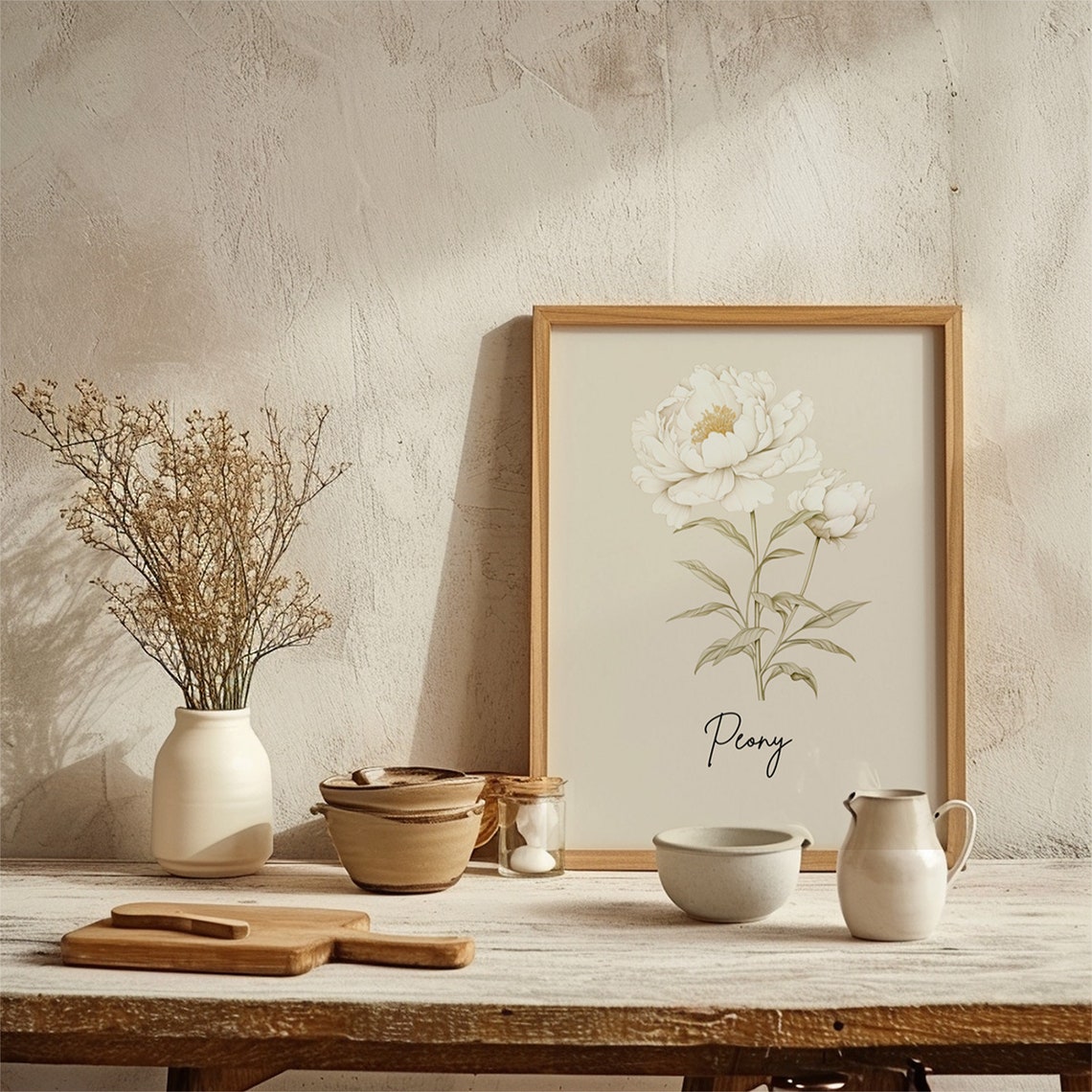 White Peony Botanical Watercolor State Flower Minimalist Art Print - Image 2