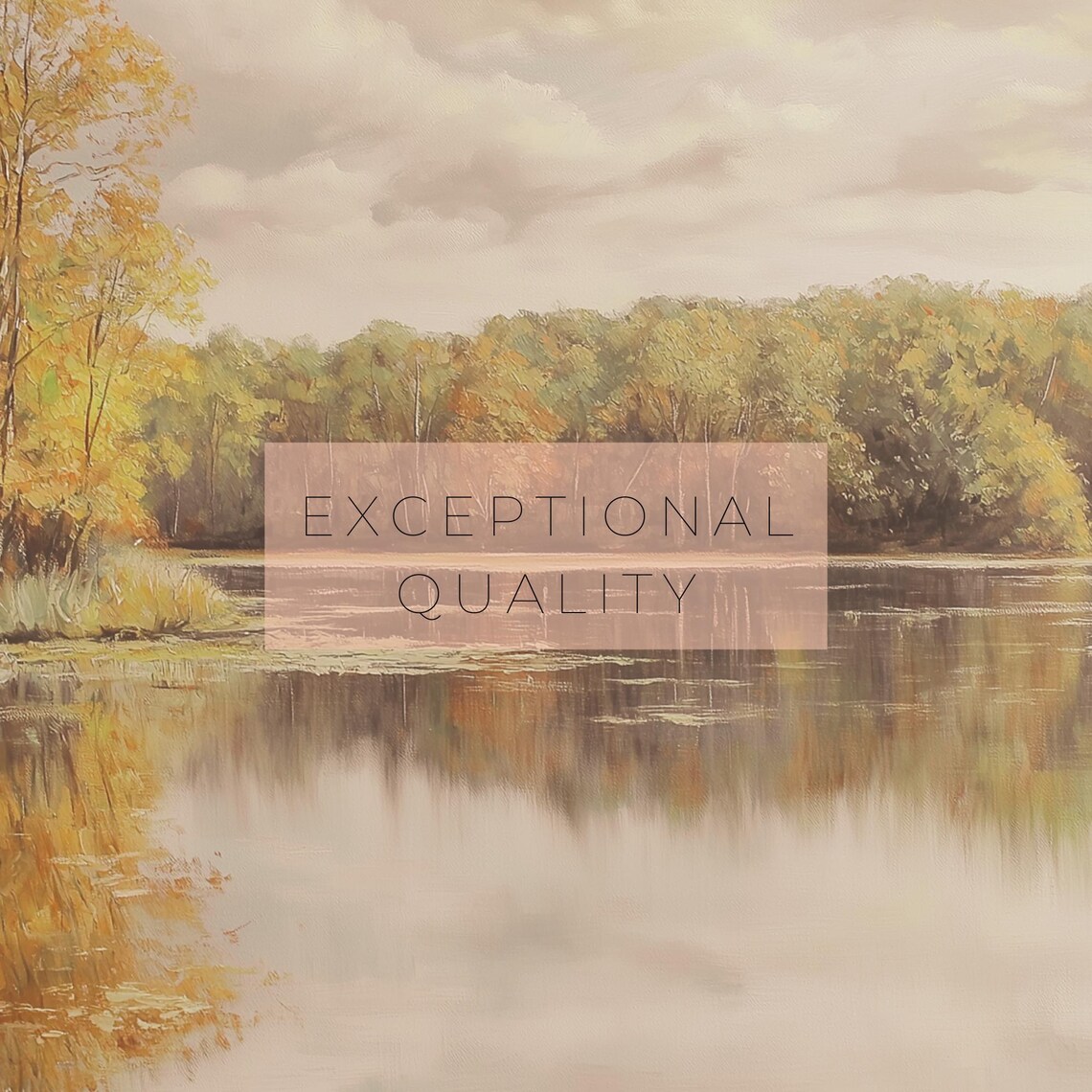 Autumn Lake Reflection Landscape Art Print - Image 2