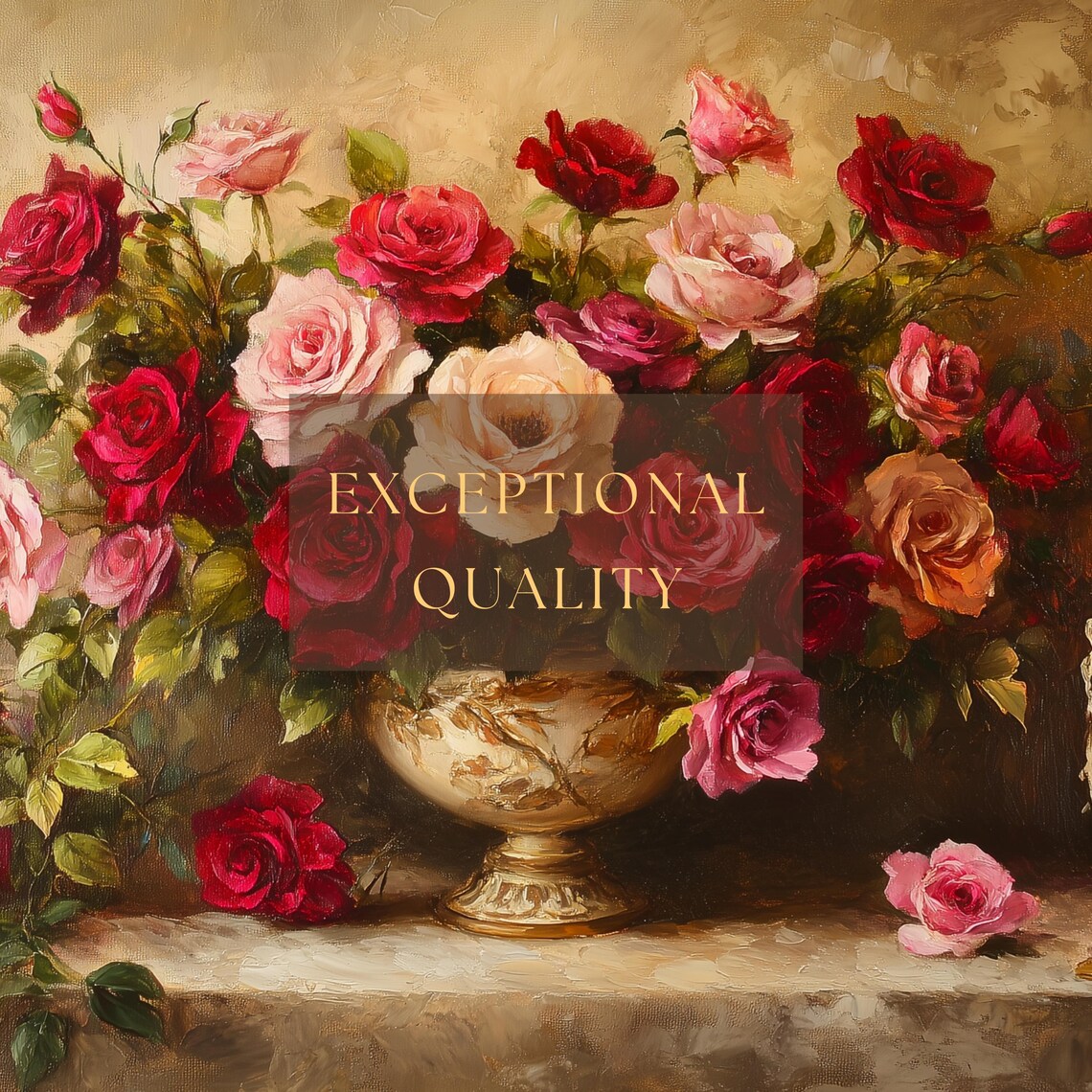 Flower Bouquet Art Print Vintage Valentines Red And Pink Roses Floral Wall Art Botanical Oil Painting Farmhouse Decor - Image 2