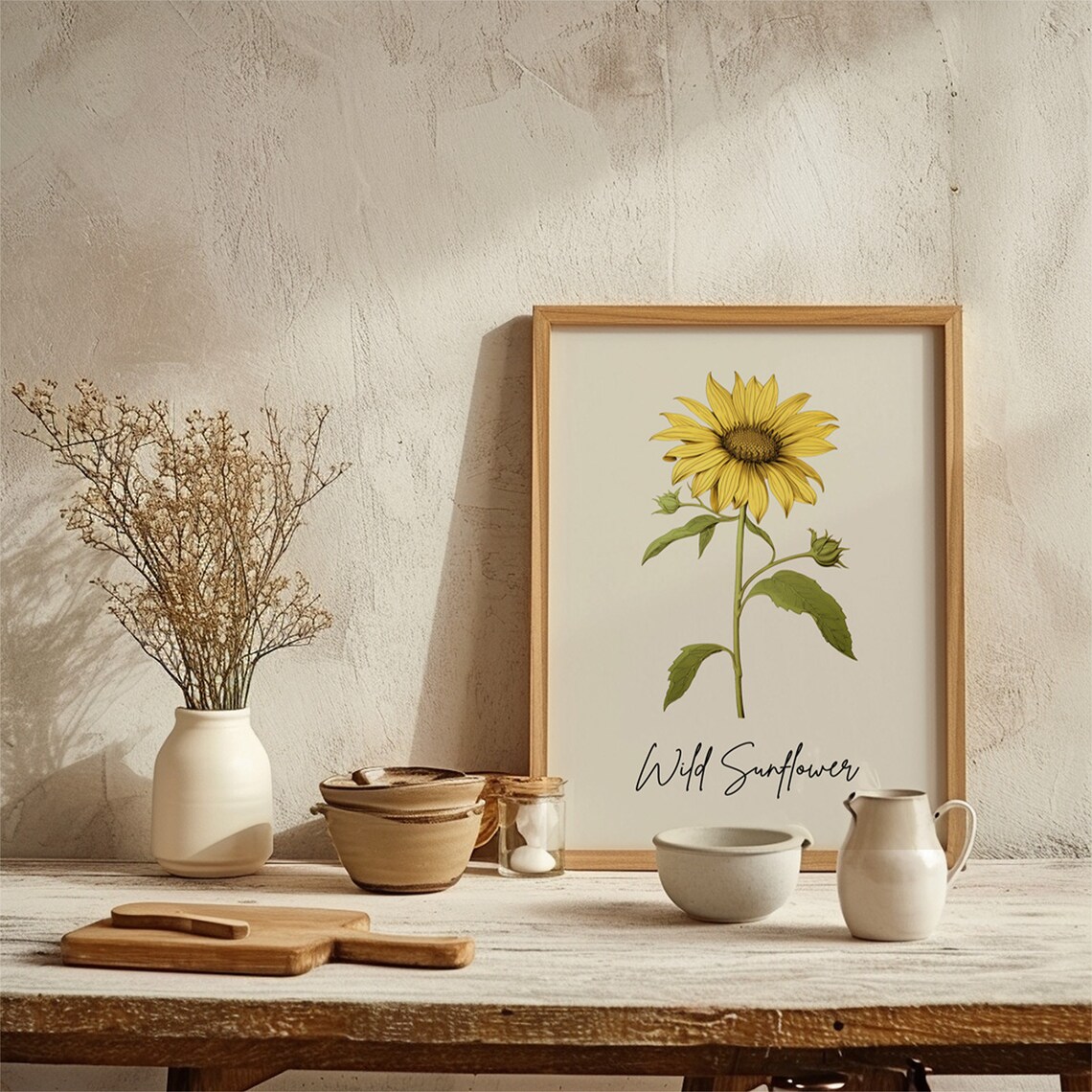 Wild Sunflower Botanical Watercolor State Flower Minimalist Art Print - Image 3